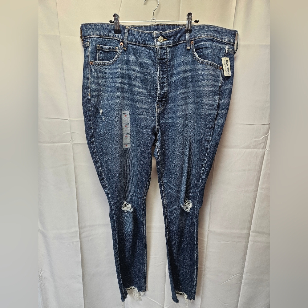 Old Navy Women's Dark Blue Pop Icon Skinny Distressed Jeans NWT, SZ 18